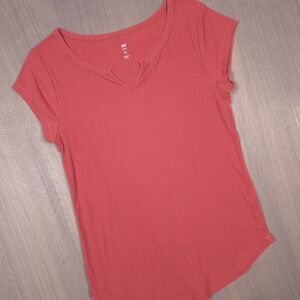 DIP Women's Medium Sleep Shirt, with split crew neckline, Rust in Color